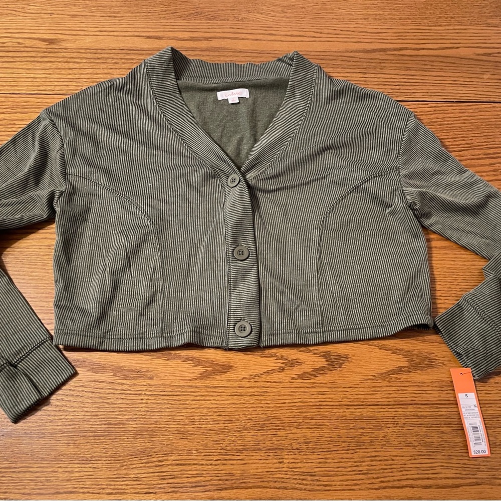 Cropped cardigan knit sweater